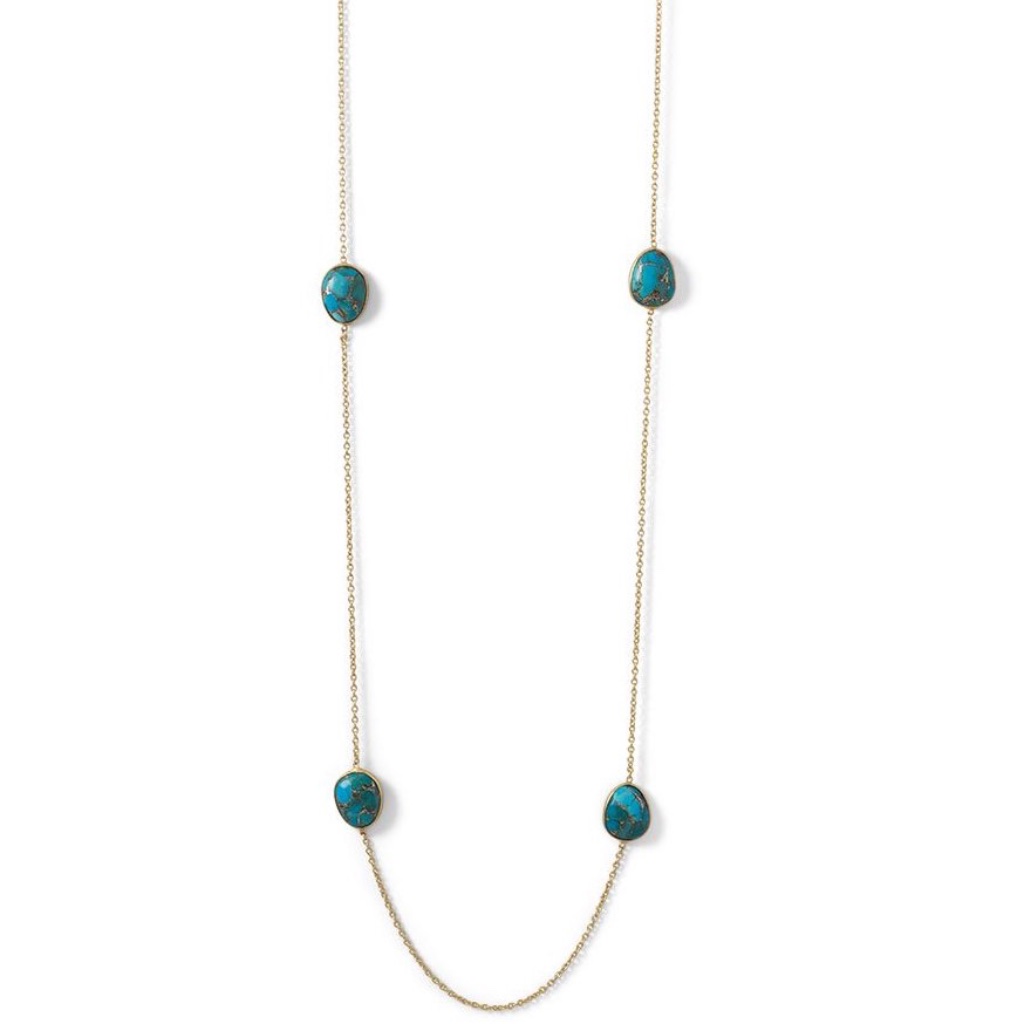 New Bezel Set Copper Infused Turquoise Necklace